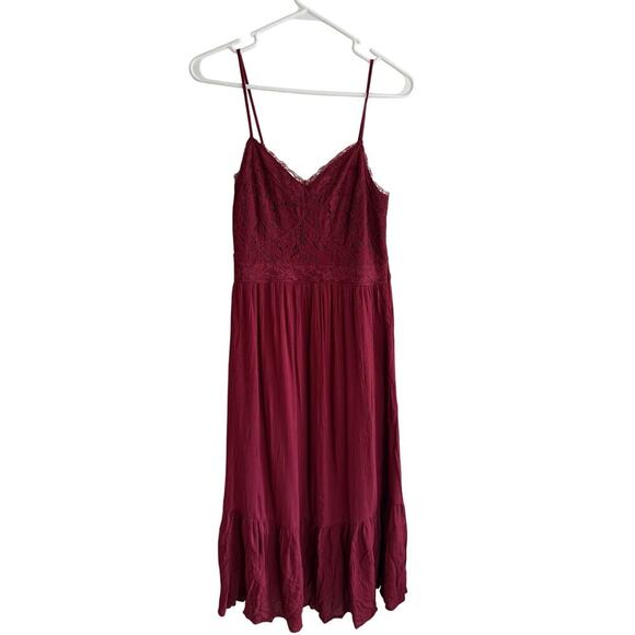 Maurice’s Lace Burgundy Wine Midi Spaghetti Strap Dress Y2K size Small NWT - Picture 2 of 7